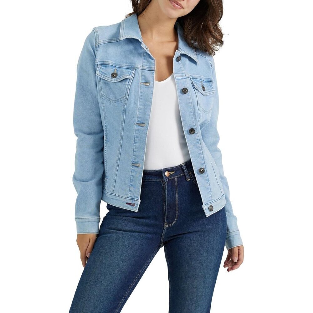 Brand New Women Light Wash Cotton Denim Jacket Button Front Casual Outerwear